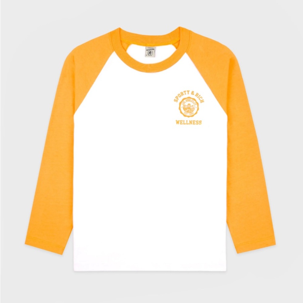 Sporty & Rich Womens Long Sleeve Tee in gold/yellow and White